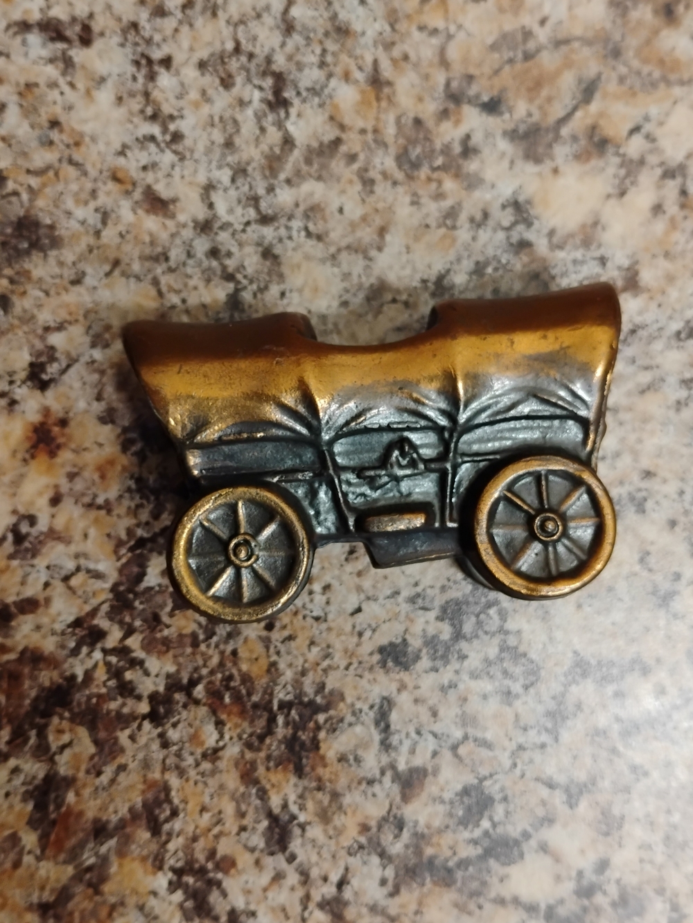 Vintage 1970' Metal Covered Wagon Toothpick Holder"